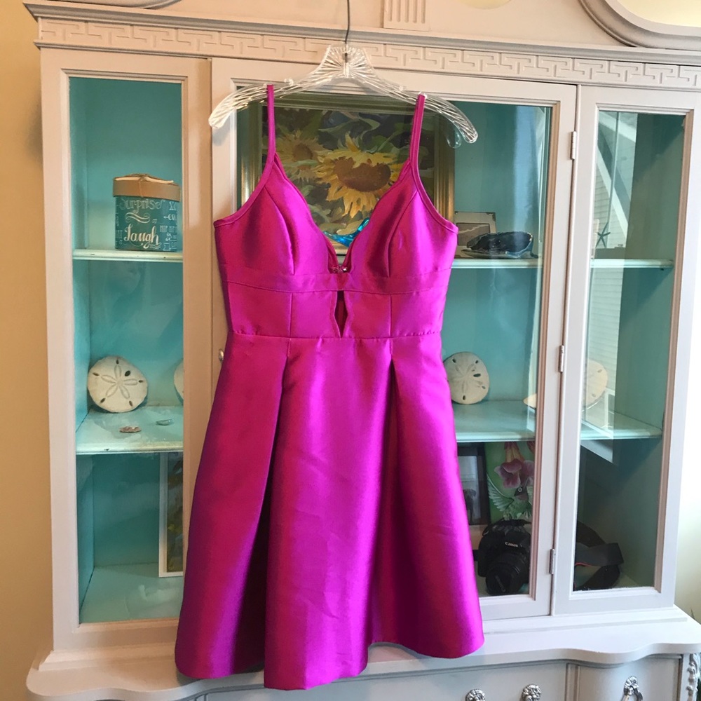 Minuet Fuchsia Dress with plunging neck line